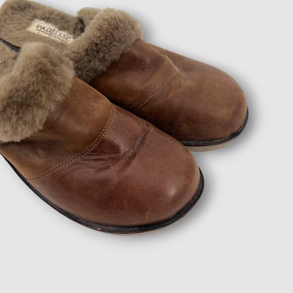 Y2k Vintage Matisse Ava Shearling Lined Leather Clog Heels Size 8 - Picture 3 of 10